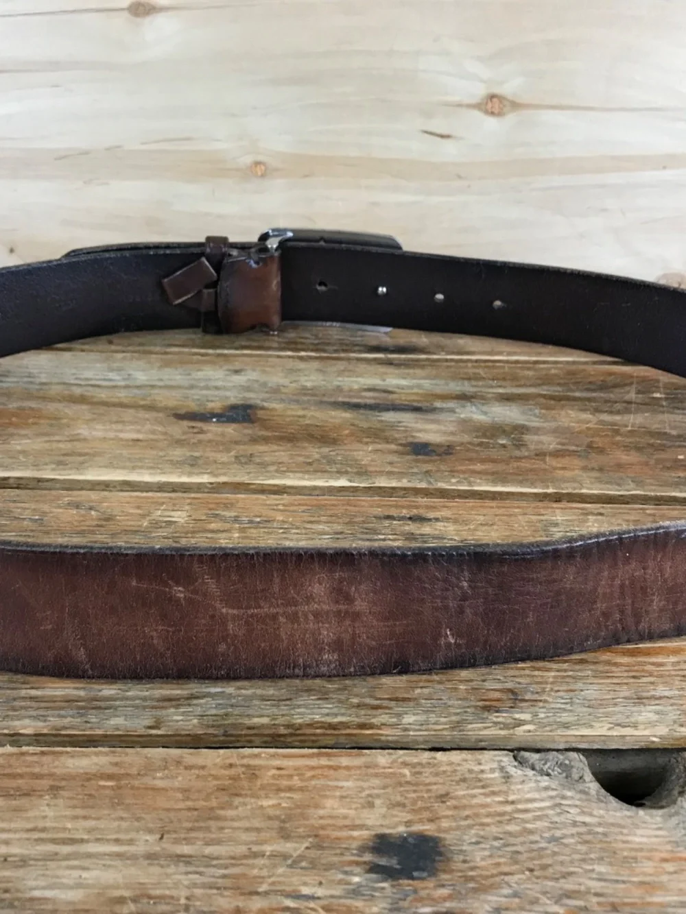 POLO Ralph Lauren Mens Brown Leather Belt Silver Tone Pony Buckle Size 36